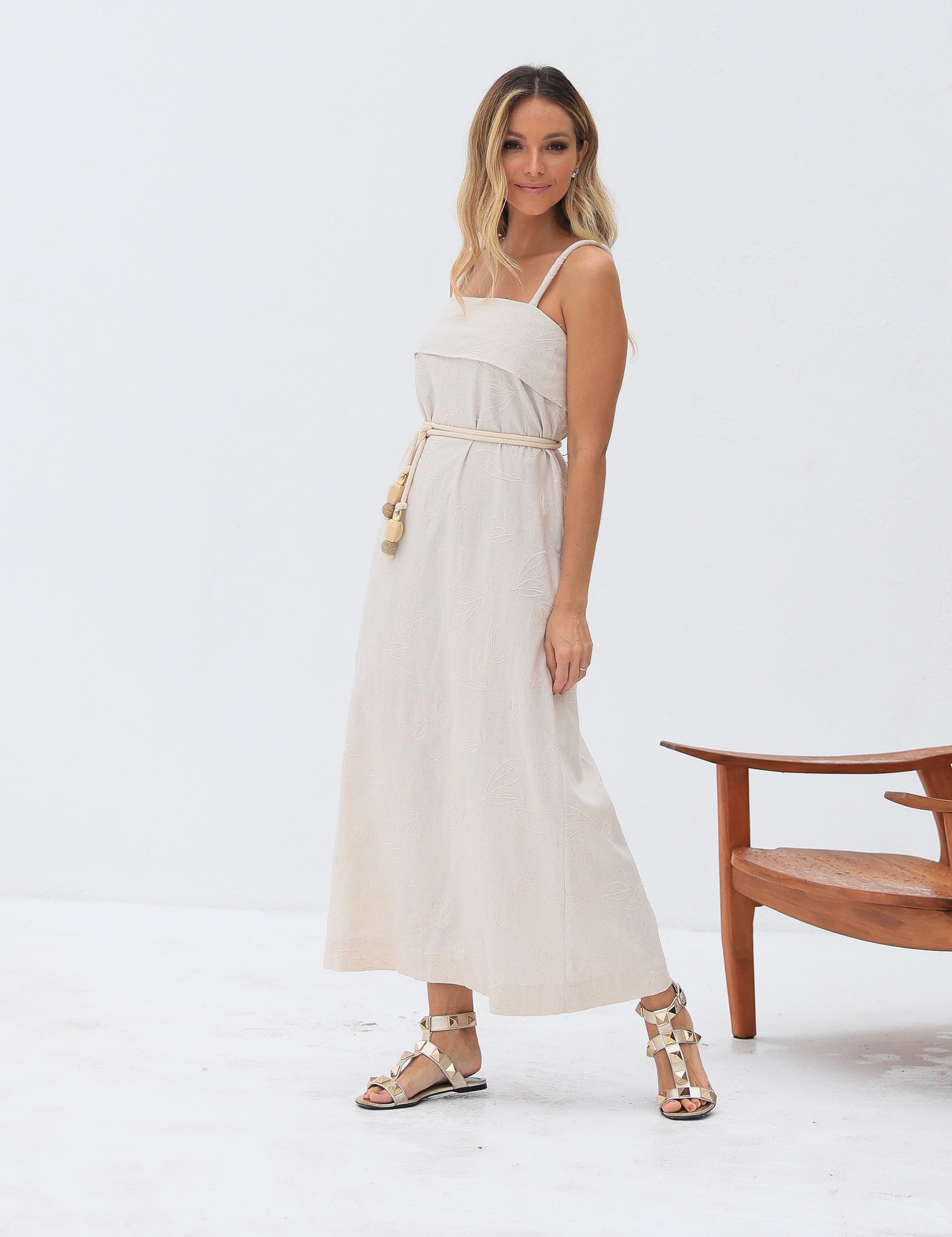 Vestido Midi Amor - Natural